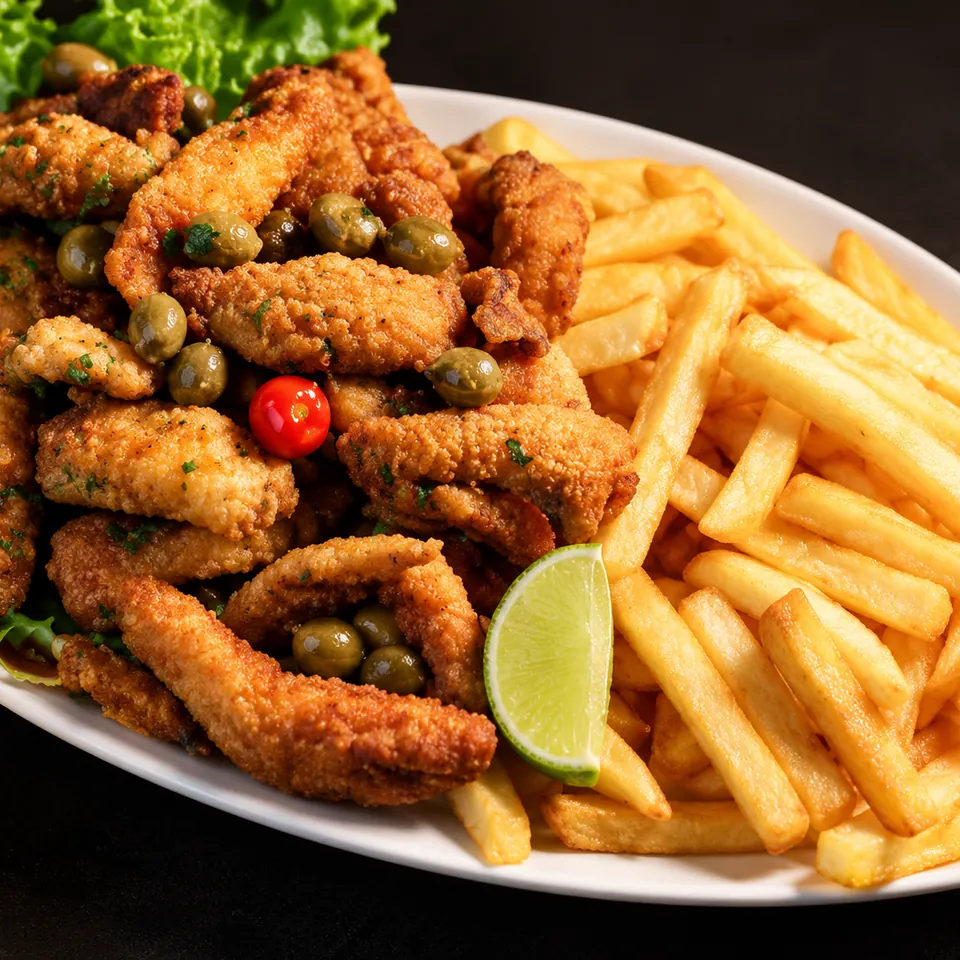 Filé de tilápia com fritas